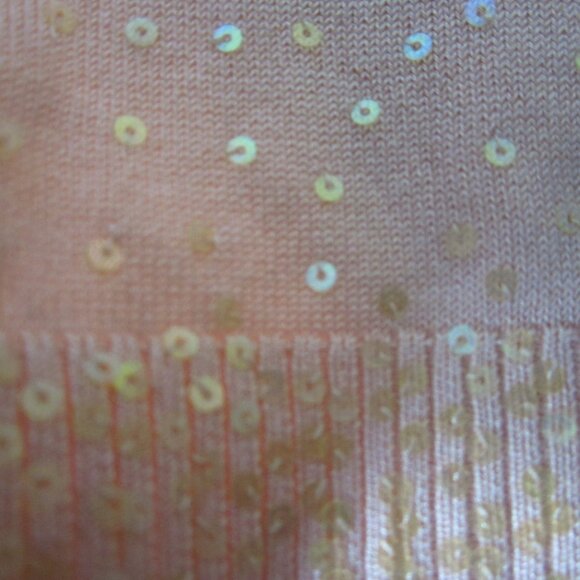 New bcbg maxazria Womens M Pastel Peach Pink Silk Sequined Cap Sleeve Shrug - Picture 4 of 9